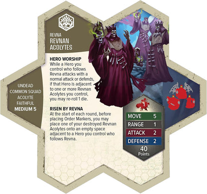 Renegade Games: Heroscape: Revnan Acolytes & Grave Grim - Army Expansion, 4 Assembled Unpainted Figures & 2 Army Cards, Miniatures Game Accessory