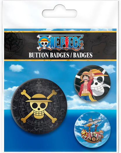 ABYstyle - ONE PIECE Skull & Luffy Badge Pack, Dimensions : 1 x 5cm de diamètre, 2 x 3,2 cm, Metal