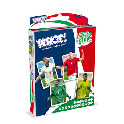 Waddingtons Number 1 World Football Stars WHOT! Card Game contains 53 playable cards including Harry Kane Erling Haaland and Mary Earps travel game, great gift and toy for Boys and Girls Aged 5 plus