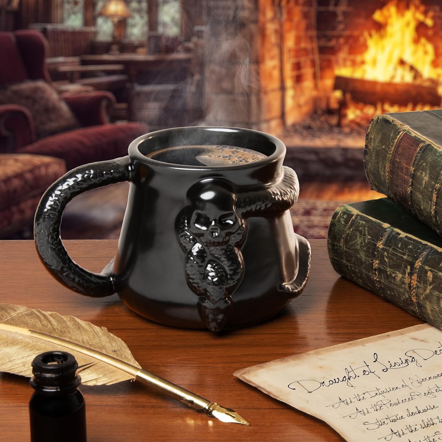 Paladone Harry Potter Dark Mark Nagini Snake Mug, Officially Licensed 400ml Black Ceramic Coffee Cup, Death Eater Design, Wizarding World Merchandise, Gift for Adults & Potterheads
