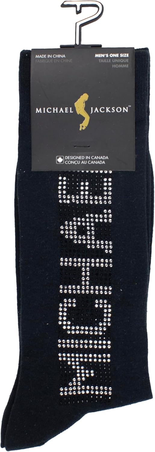Perri's Leathers Michael Jackson Crystal PANE Crew, 903, O, Mens Socks, Black, 43
