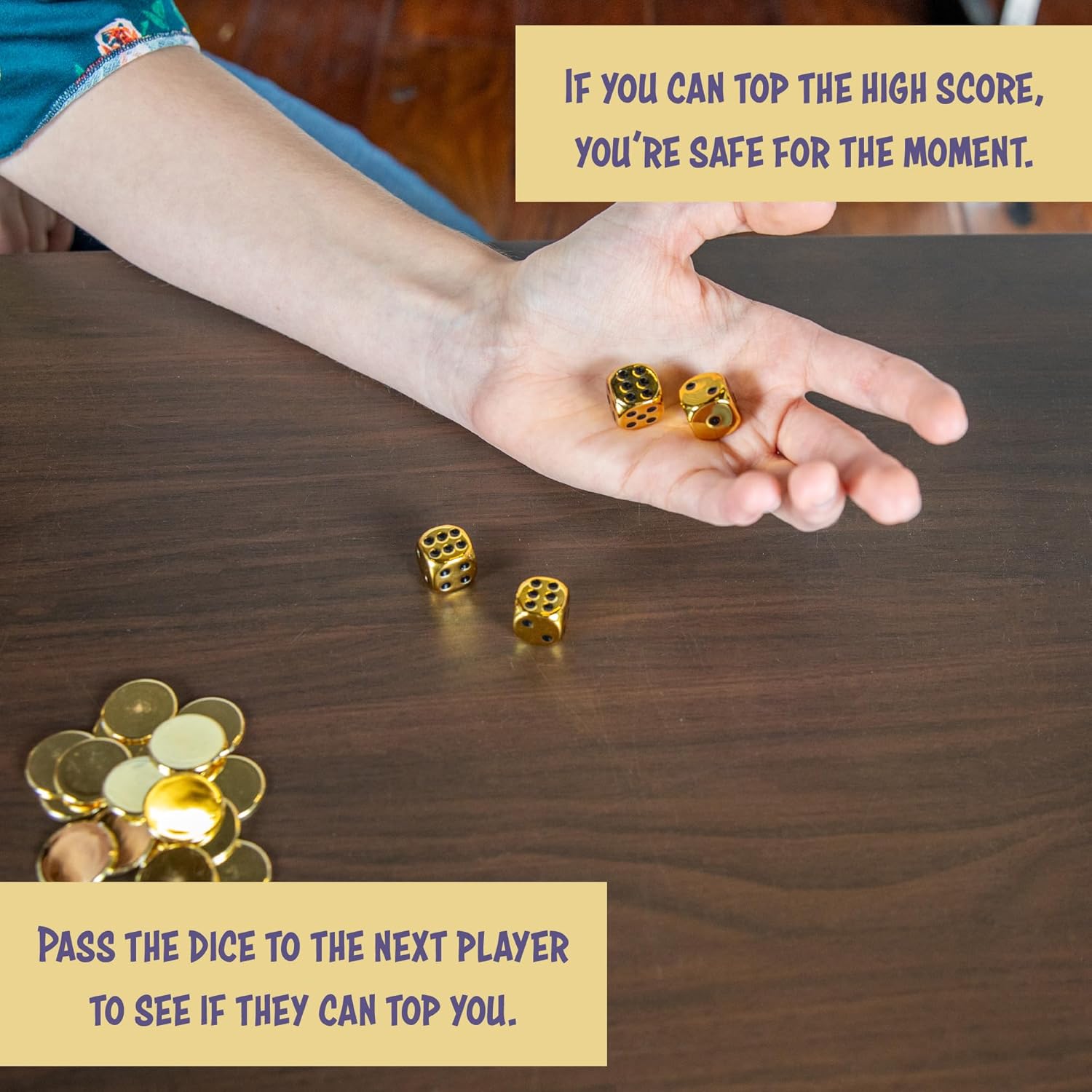 Continuum Games Farkle Go 4 Gold Dice Game, Fun Family & Party Dice Game, Push Your Luck, Win Gold Coins, Includes Dice Set & Score Sheets, for 2+ Players, Ages 8+, Easy to Learn & Quick to Play