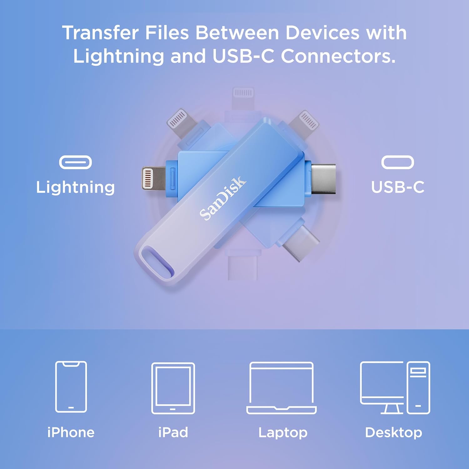 SanDisk Creator Phone Drive, 256GB USB Flash Drive for iPhone, iPad, PC and Mac (2-in-1 iPhone storage, Lightning & USB Type-C Connectors, Three month Adobe Lightroom membership, Robust metal design)