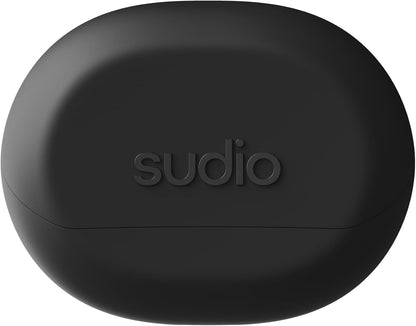 Sudio N3 Midnight Black - The Day-to-Night Earbuds. Made from Recycled Plastics. Long Playtime of 5.5 Hours, 30 Hours Total, Water Resistant, Enhanced Microphones to Take Calls, Bluetooth 5.4