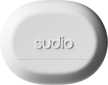 Sudio N3 Snow White - the earbuds for day and night. Long playback time of 5.5 hours, 30 hours total, waterproof, improved microphones to take calls, Bluetooth 5.4