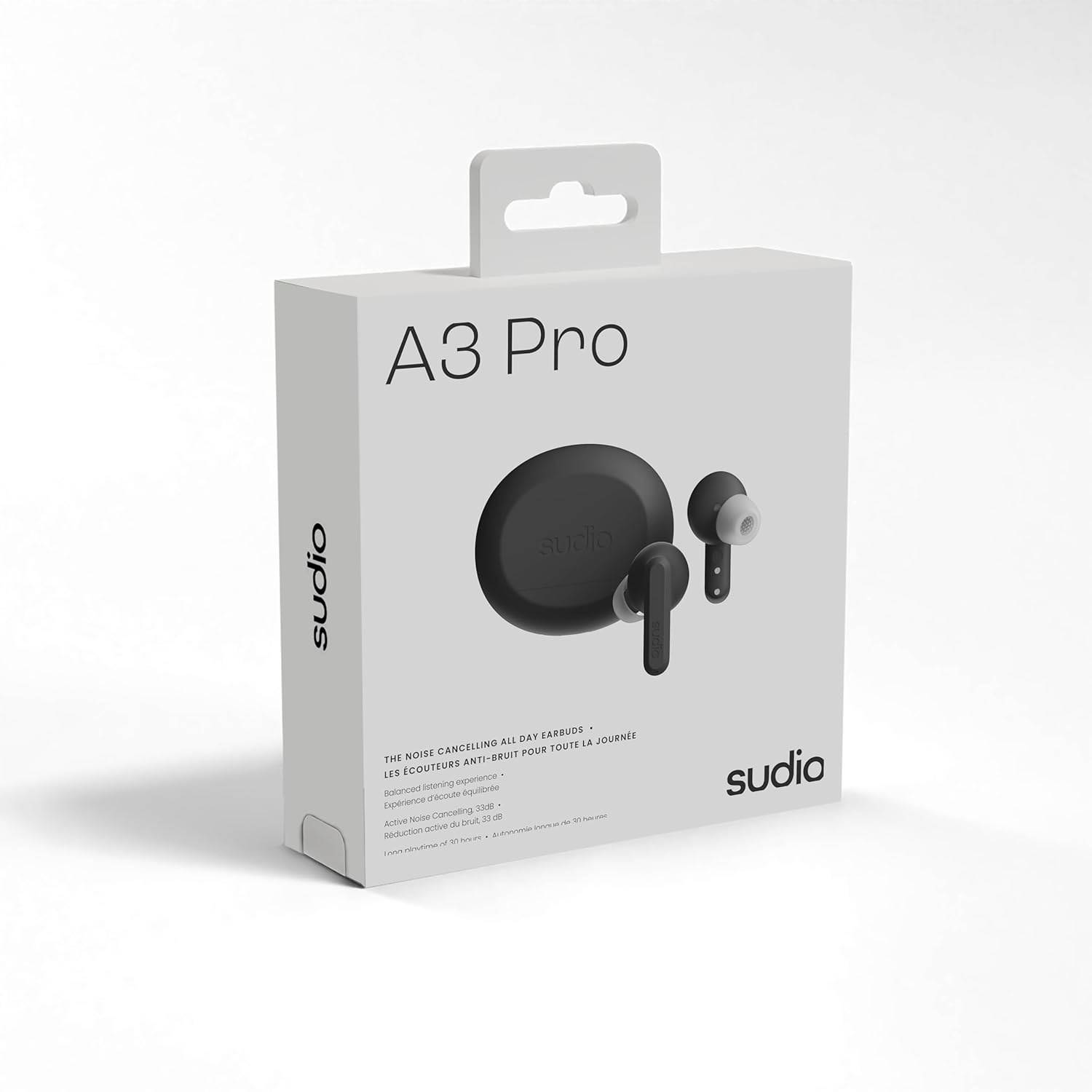 Sudio A3Pro Midnight Black - The All-Day Noise Cancelling Earbuds Balanced Listening Experience, Microphones, Multi-Point Bluetooth Connection, Bluetooth 5.4, IPX4