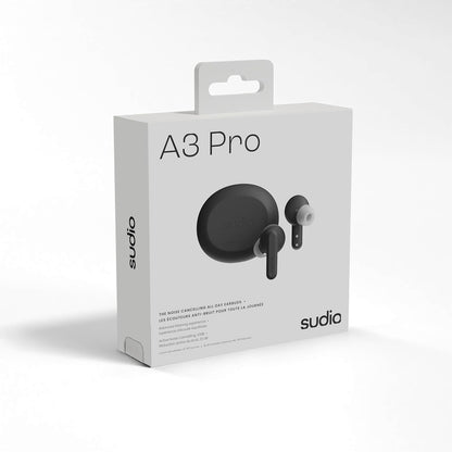 Sudio A3Pro Midnight Black - The All-Day Noise Cancelling Earbuds Balanced Listening Experience, Microphones, Multi-Point Bluetooth Connection, Bluetooth 5.4, IPX4