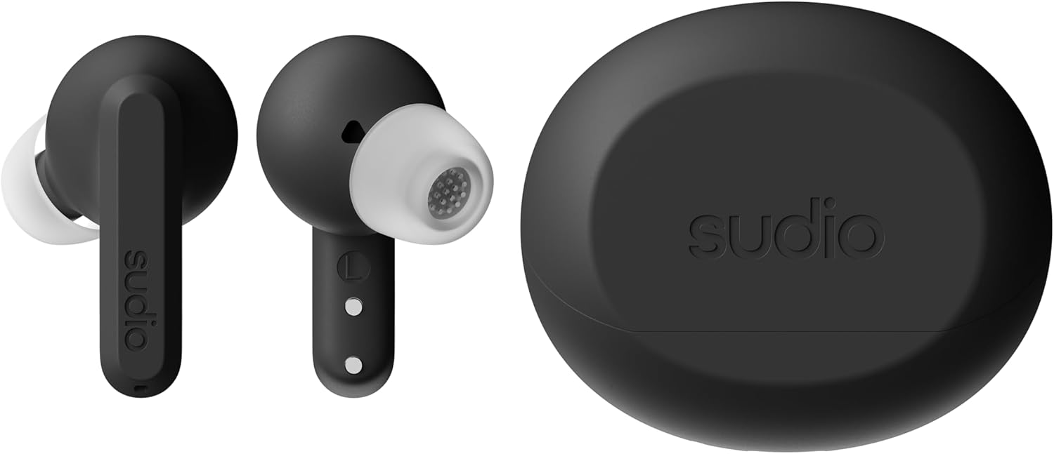 Sudio A3Pro Midnight Black - The All-Day Noise Cancelling Earbuds Balanced Listening Experience, Microphones, Multi-Point Bluetooth Connection, Bluetooth 5.4, IPX4