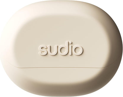 Sudio N3 Beach Sand - the earbuds from day to night. Long playback time of 5.5 hours, 30 hours total, water-resistant, improved microphones to take calls, Bluetooth 5.4