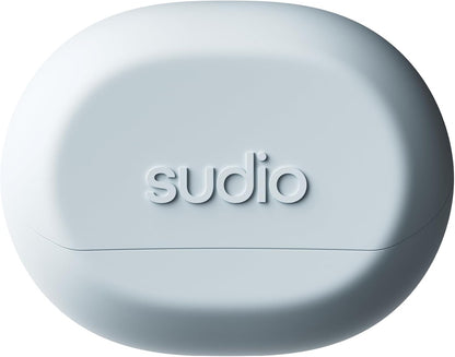 Sudio N3 Steel Blue - the earbuds for day and night. Long playback time of 5.5 hours, 30 hours total, waterproof, improved microphones to take calls, Bluetooth 5.4
