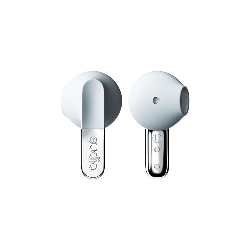 Sudio N3 Steel Blue - the earbuds for day and night. Long playback time of 5.5 hours, 30 hours total, waterproof, improved microphones to take calls, Bluetooth 5.4