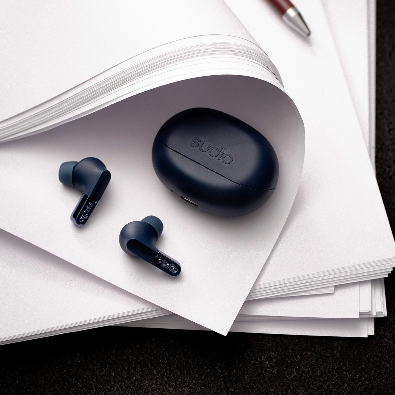 Sudio N3Pro Steel Blue - the Day-to-Night Noise Cancelling Earbuds. Active Noise Cancellation (35dB), 5.5 Hours Playing Time, IPX4, Microphone to Take Calls, Bluetooth 5.4
