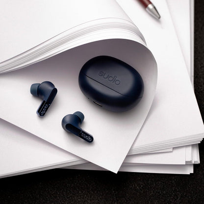 Sudio N3Pro Steel Blue - the Day-to-Night Noise Cancelling Earbuds. Active Noise Cancellation (35dB), 5.5 Hours Playing Time, IPX4, Microphone to Take Calls, Bluetooth 5.4