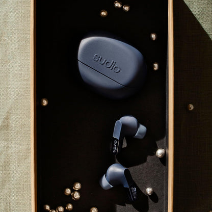 Sudio N3Pro Steel Blue - the Day-to-Night Noise Cancelling Earbuds. Active Noise Cancellation (35dB), 5.5 Hours Playing Time, IPX4, Microphone to Take Calls, Bluetooth 5.4