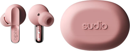 Sudio N3Pro Powder Pink - daytime and night noise canceling earbuds. Active noise reduction (35 dB), 5.5 hours playback, 30 hours total, waterproof, Bluetooth 5.4