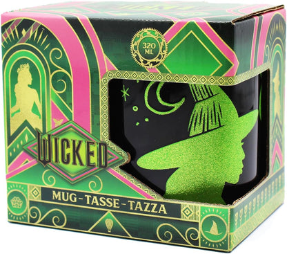 Joy Toy 24096 Wicked tazza in ceramica nera con motivi in glitter - 320 ml - in confezione regalo 12x9x10 cm