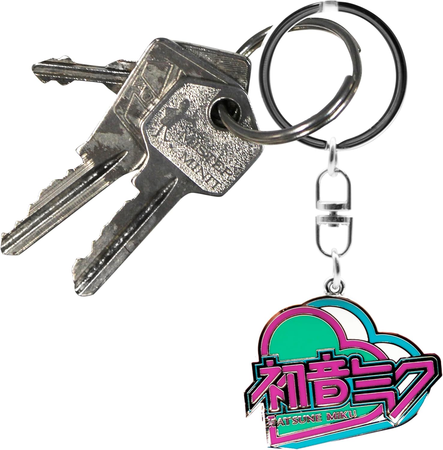 ABYSTYLE Hatsune Miku Grey Heart Keychain, 3.8 cm x 4.2 cm, Official Metal Keyring