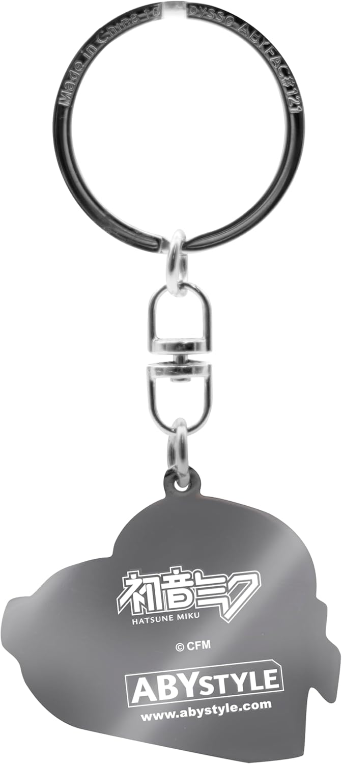 ABYSTYLE Hatsune Miku Grey Heart Keychain, 3.8 cm x 4.2 cm, Official Metal Keyring