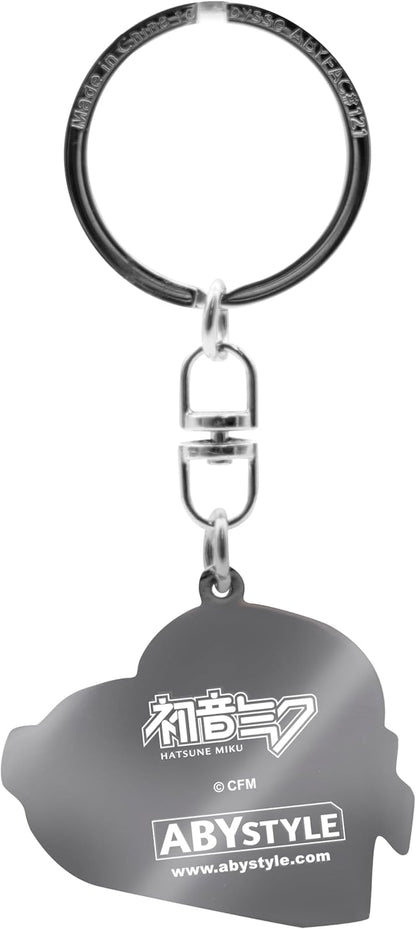 ABYSTYLE Hatsune Miku Grey Heart Keychain, 3.8 cm x 4.2 cm, Official Metal Keyring