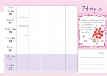 Carousel Worldwide, Mum's Week To View 2026 A4 Wall Calendar Planner