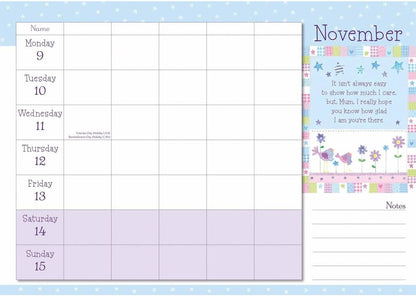 Carousel Worldwide, Mum's Week To View 2026 A4 Wall Calendar Planner
