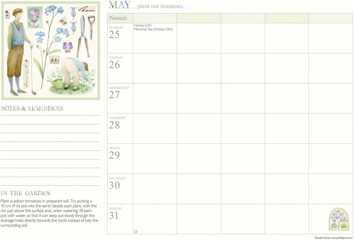 Carousel Worldwide, Garden Days 2026 A4 Wall Calendar Planner