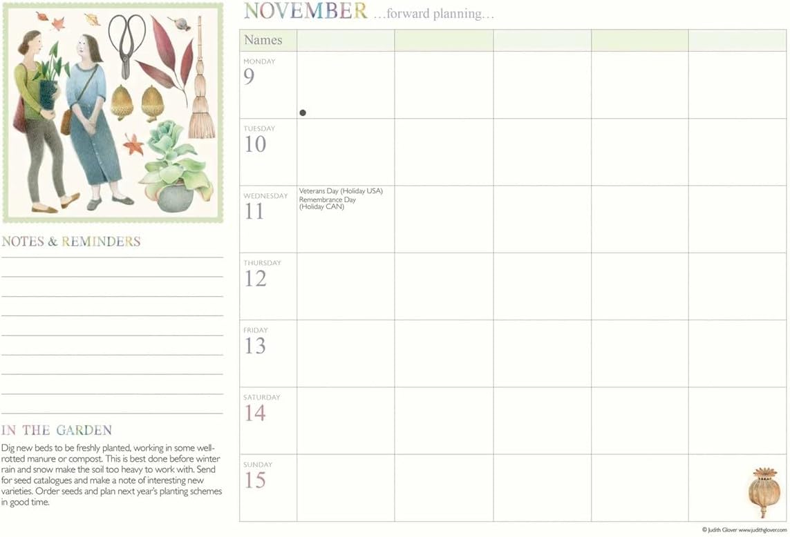 Carousel Worldwide, Garden Days 2026 A4 Wall Calendar Planner