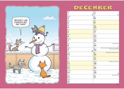 Carousel Worldwide, Wacky World of Cats 2026 A4 Wall Calendar