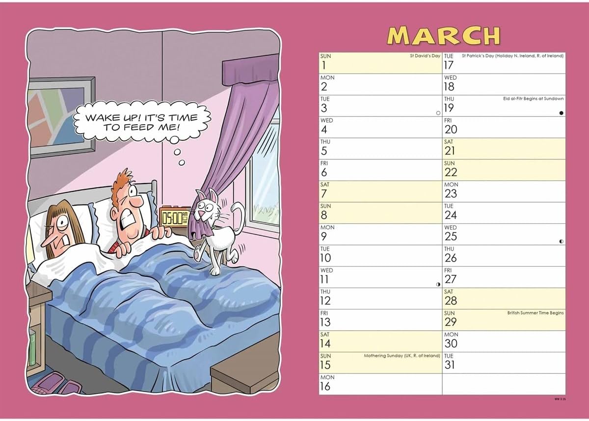 Carousel Worldwide, Wacky World of Cats 2026 A4 Wall Calendar