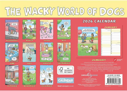 Carousel Worldwide, Wacky World of Dogs 2026 A4 Wall Calendar