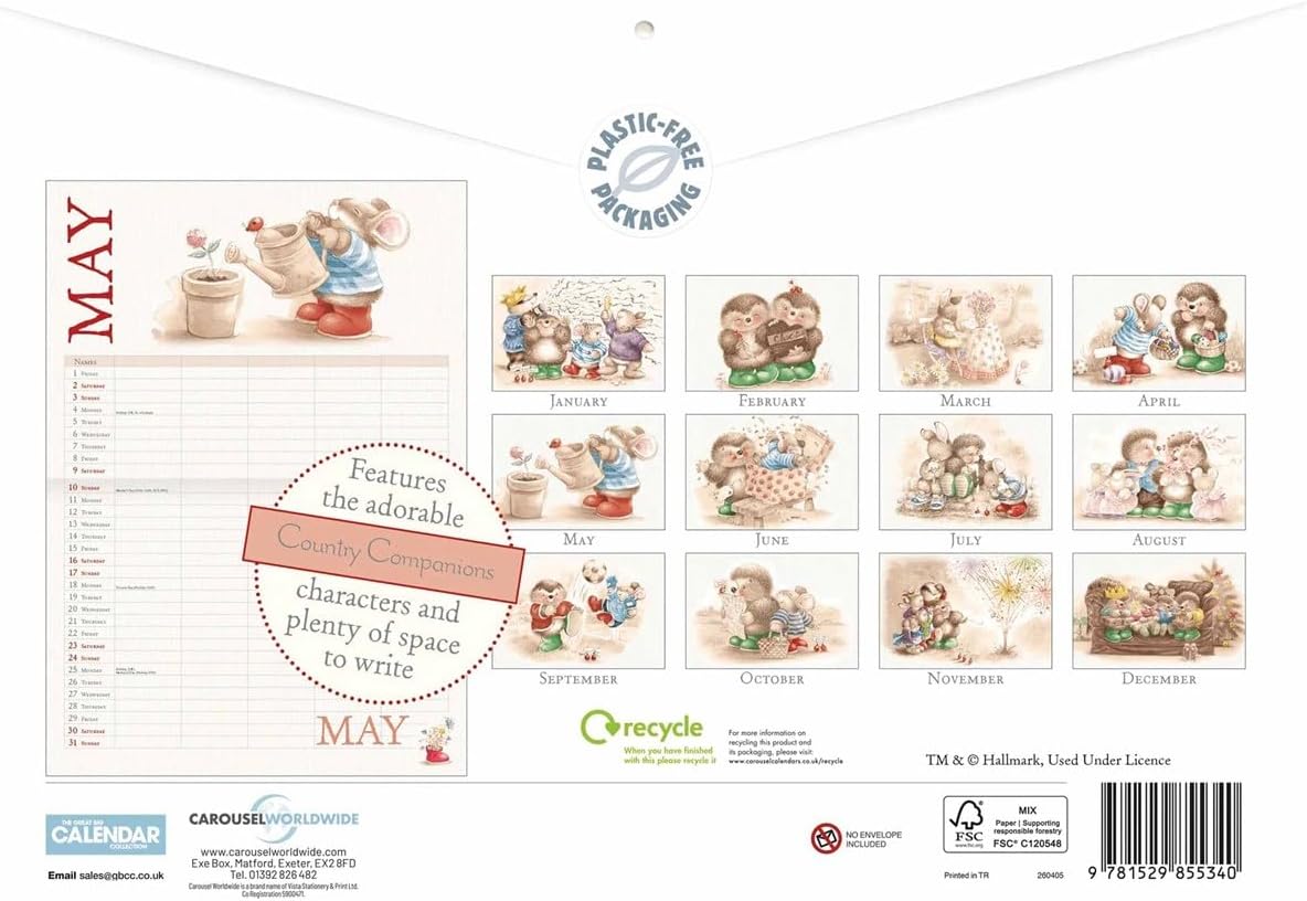 Carousel Worldwide, Country Companions 2026 A4 Wall Calendar Planner