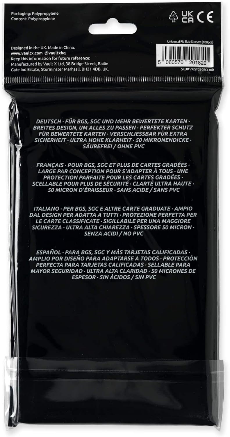 Vault X Graded Trading Card Slab Sleeves, Bags for Universal Fit for BGS, SGC, ACE Cases and More, Collectible Card Games, Sports, TCG (100 Pack