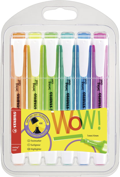 STABILO - Marcador fluorescente STABILO swing cool - Estuche con 6 colores - Multicolor