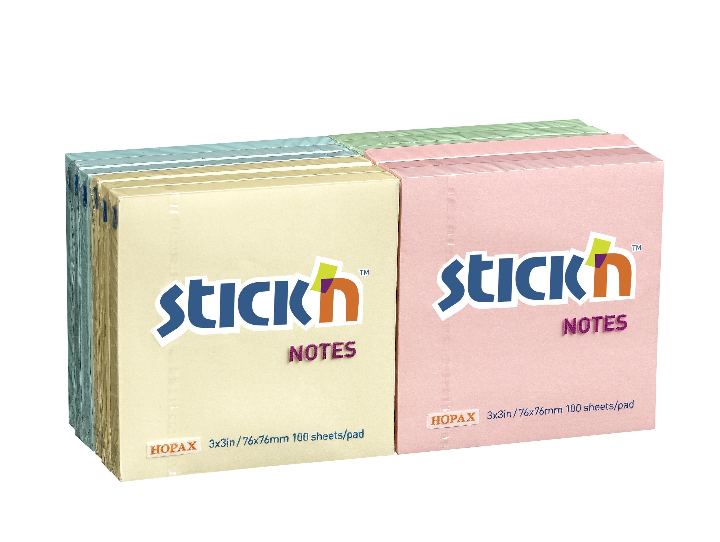 Stick N 21328 76x76mm Pastel Sticky Note - Assorted Colour (Pack of 12