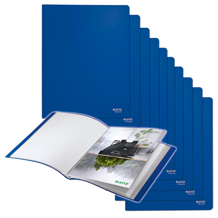 Leitz Recycle Display Book, 20 Pockets for A4 Document Storage Folder, Premium Quality Lightweight File, 100% Recyclable, CO2 Neutral, Eco Friendly, Recycle Range, Blue, 46760035