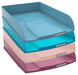 Exacompta - SKU 111606SETD - Set of 4 letter trays COMBO STYLI Skandi - size 34.5 x 25.5 x 24.5 cm - for A4+ format - 4 assorted colours Pacific blue, frosted blue, nude, old pink