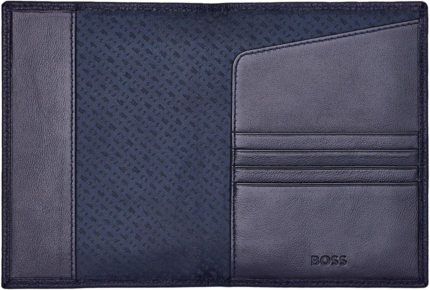 Hugo Boss Classic Grained Passport Case Dark Blue, Blue, 17.4, Classic, Blue, 17.4, Classic