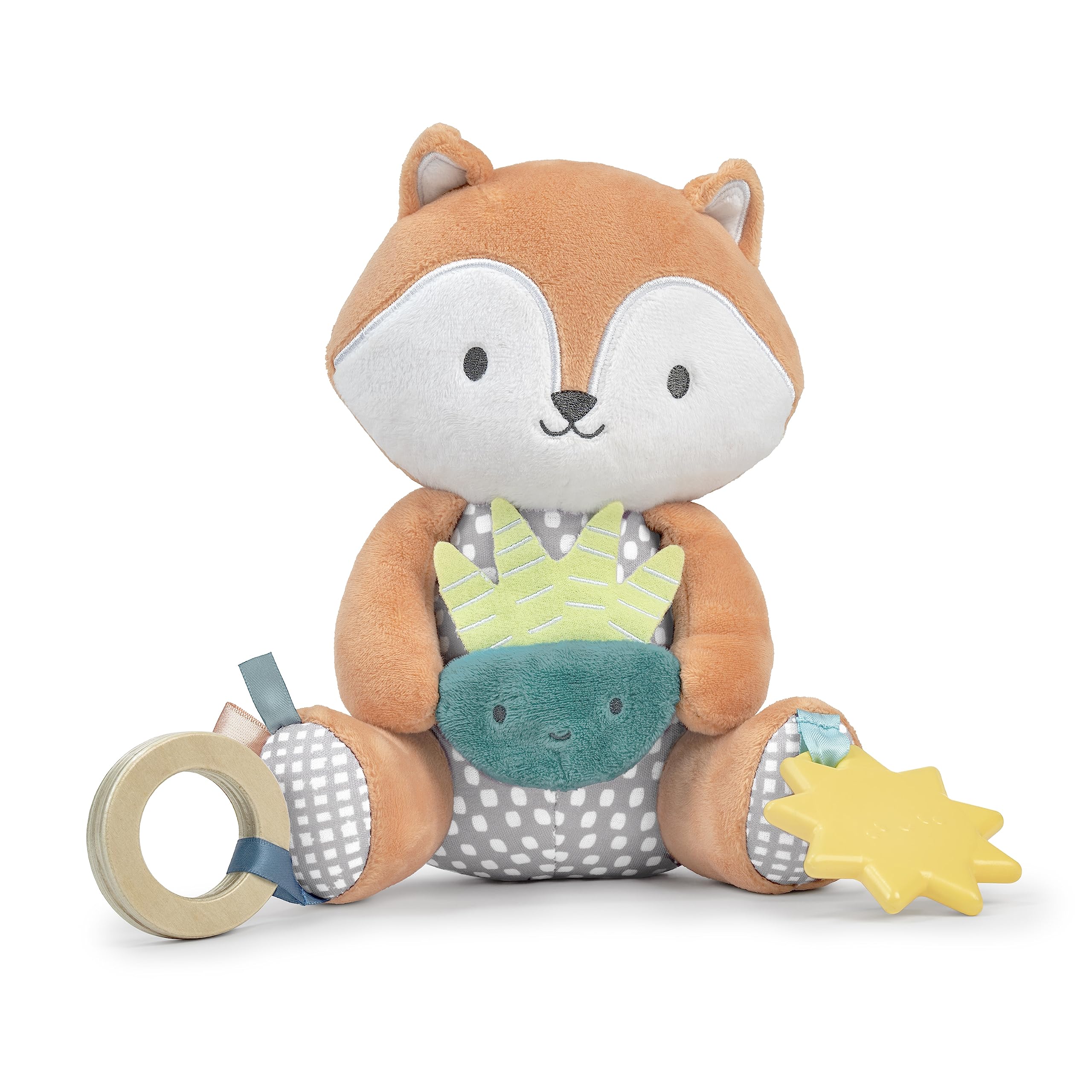 Ingenuity Calm Springs Plush Activity Pal – BPA-Free Sun Teether, Multi-Texture Fabrics, Kitt The Fox