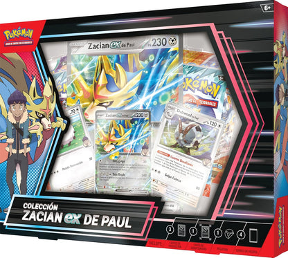 Pokémon JCC Pokémon Zacian ex de Paul Collection (3 Holographic Cards, 1 Oversized Holographic Card and 4 Upgrade Envelopes