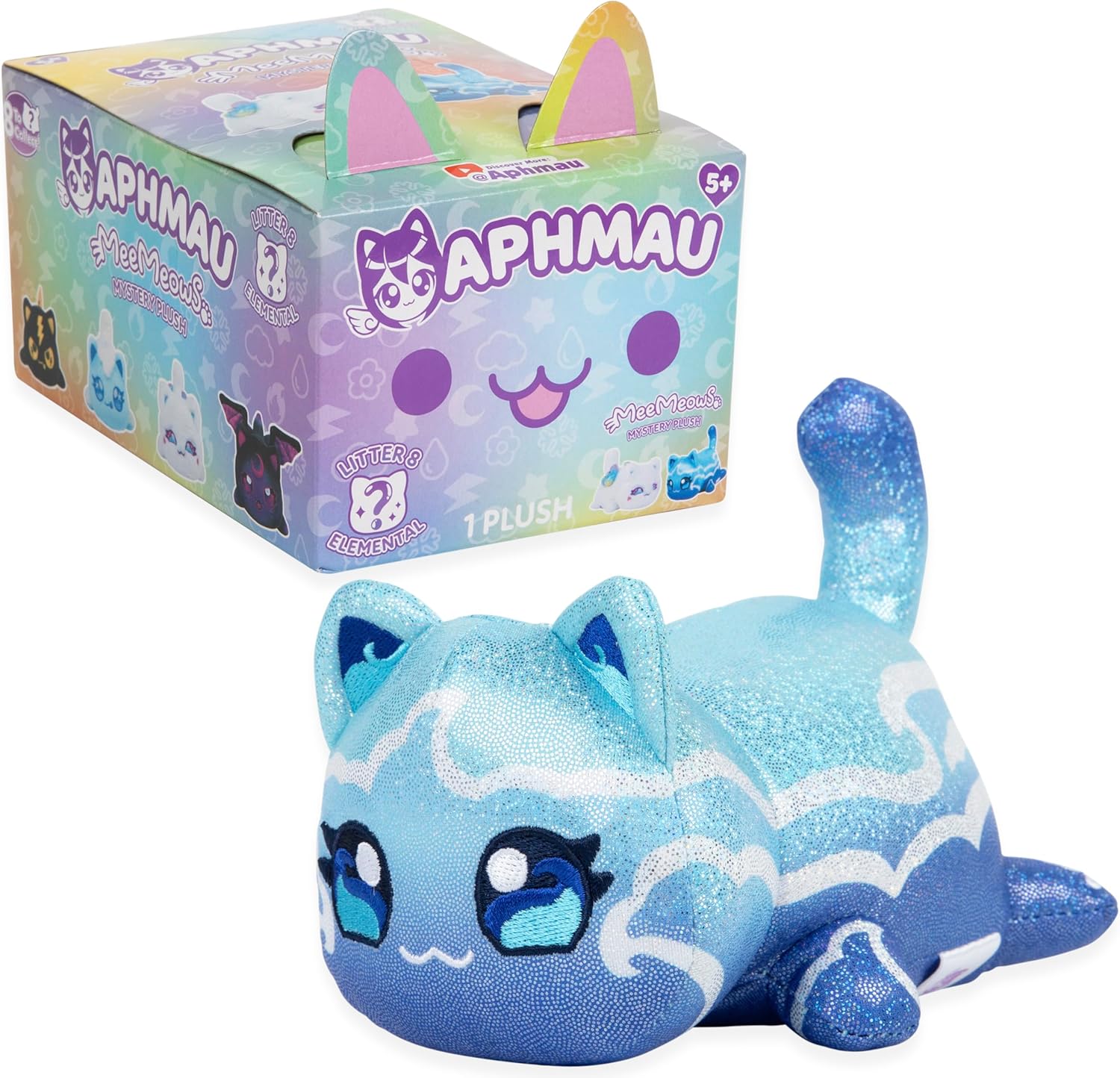 Aphmau 6 Inches MeeMeow Mystery Plush Series 8, Blind Box, 1 of 8 Possible, Fun Elemental MeeMeows Inspired By Minecraft, Official Merch