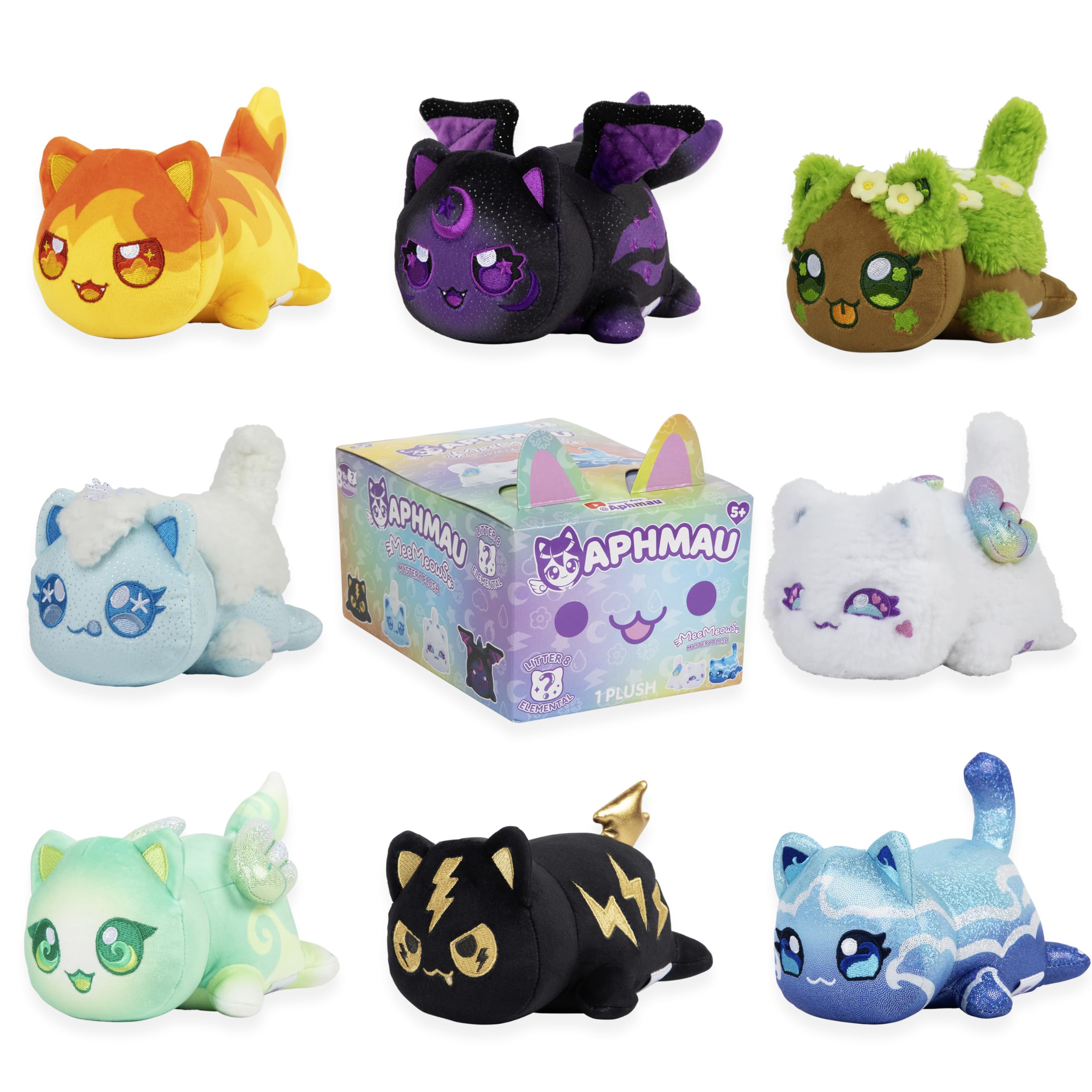 Aphmau 6 Inches MeeMeow Mystery Plush Series 8, Blind Box, 1 of 8 Possible, Fun Elemental MeeMeows Inspired By Minecraft, Official Merch