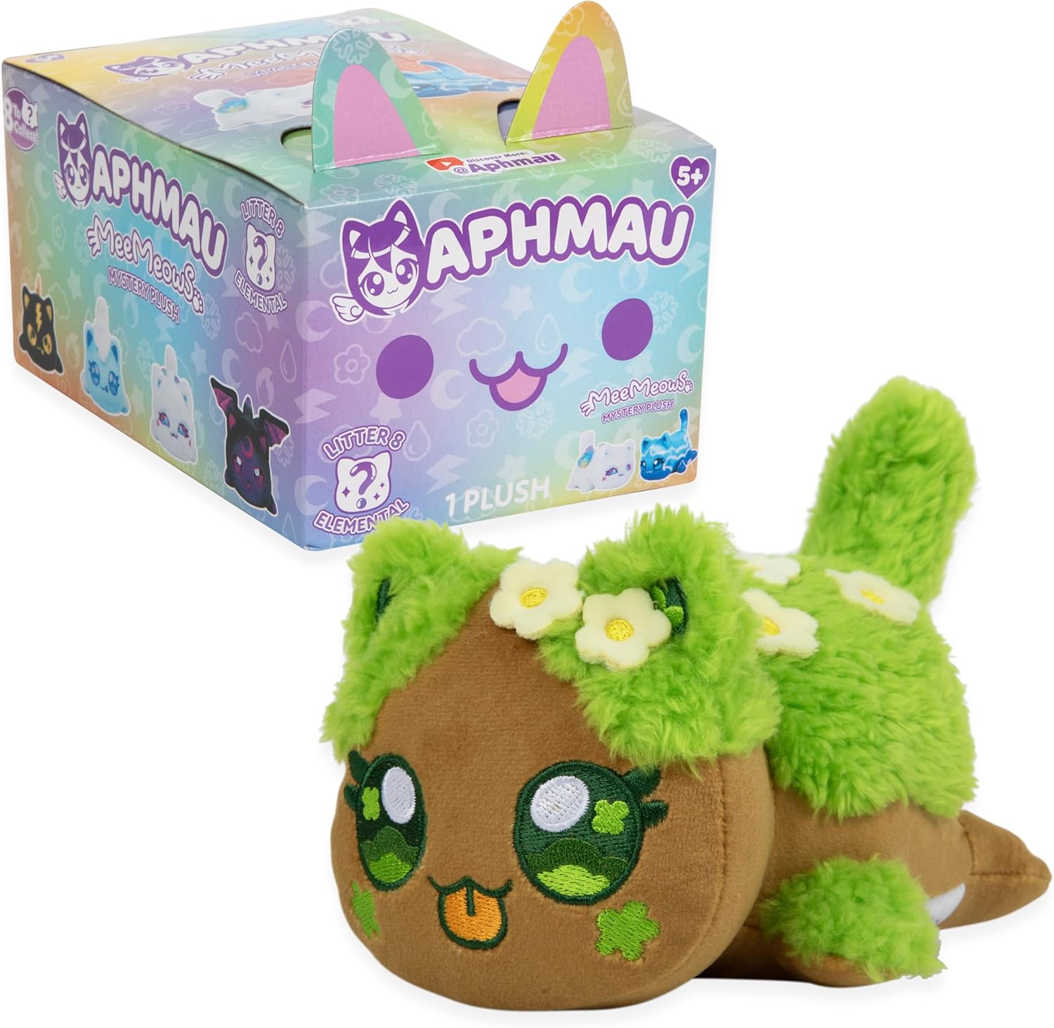 Aphmau 6 Inches MeeMeow Mystery Plush Series 8, Blind Box, 1 of 8 Possible, Fun Elemental MeeMeows Inspired By Minecraft, Official Merch