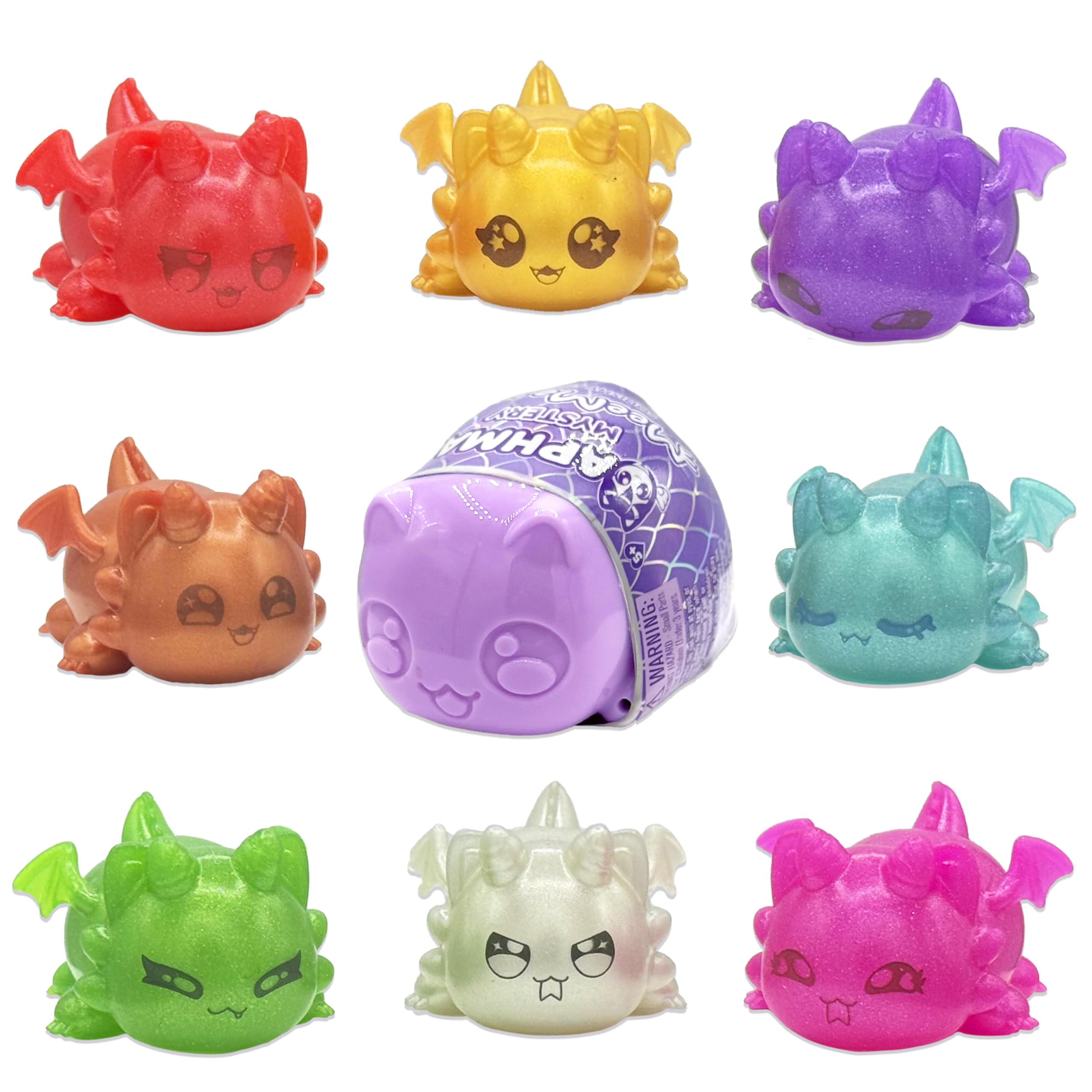 Aphmau MeeMeow Mystery Squishy Figures; Series 4 – Dragons, Blind Box, 1 of 8 Possible Dragon MeeMeows, Official Aphmau Merch