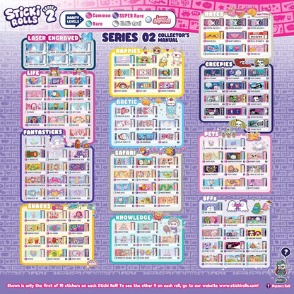 Sky Castle Sticki Rolls Sticki Bands Series 2, Wearable & Shareable Sticker Bracelet, 70 Mini Stickers, Assorted colours and styles