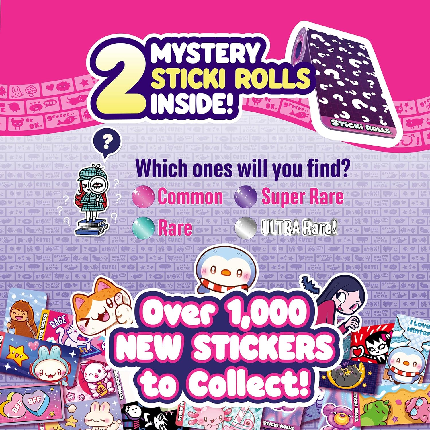 Sky Castle Sticki Rolls Sticki Bands Series 2, Wearable & Shareable Sticker Bracelet, 70 Mini Stickers, Assorted colours and styles