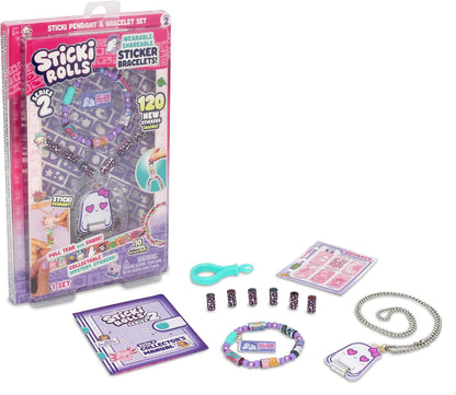 Sky Castle Sticki Rolls Sticki Pendant, Wearable & Shareable Sticker Bracelet, 120 Mini Stickers, Assorted colours and styles