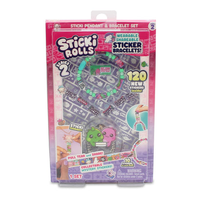 Sky Castle Sticki Rolls Sticki Pendant, Wearable & Shareable Sticker Bracelet, 120 Mini Stickers, Assorted colours and styles