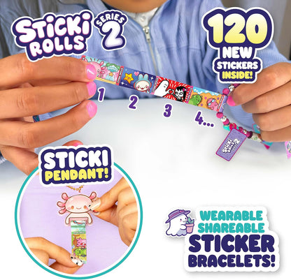 Sky Castle Sticki Rolls Sticki Pendant, Wearable & Shareable Sticker Bracelet, 120 Mini Stickers, Assorted colours and styles