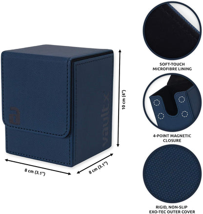 Vault X Trading Card Toploading Deck Box, 80+ sleeved cards, Premium Exo-Tec Material, Card Holder Storage Box, Detachable Magnetic Lid, for MTG Commander, TCG (Blue)