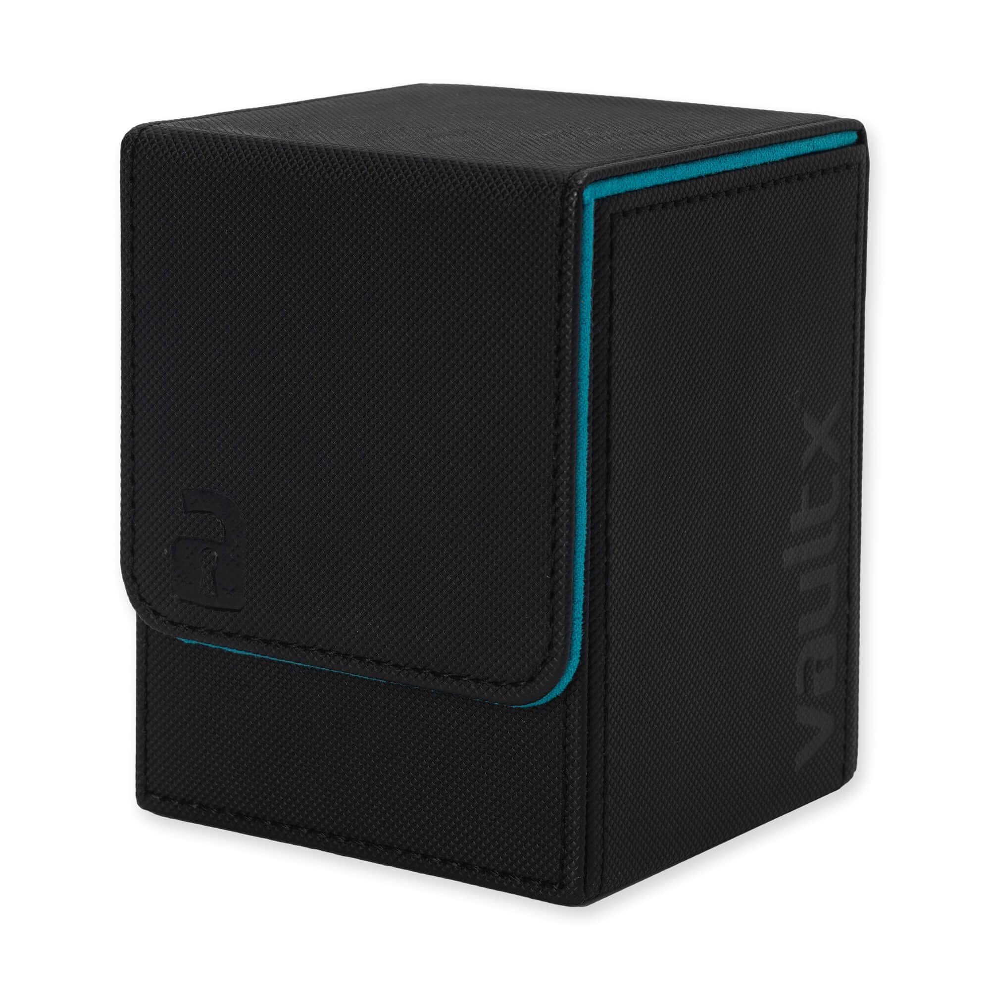 Vault X Trading Card Toploading Deck Box, 80+ sleeved cards, Premium Exo-Tec Material, Card Holder Storage Box, Detachable Magnetic Lid, for MTG Commander, TCG (Black/Electric Blue)